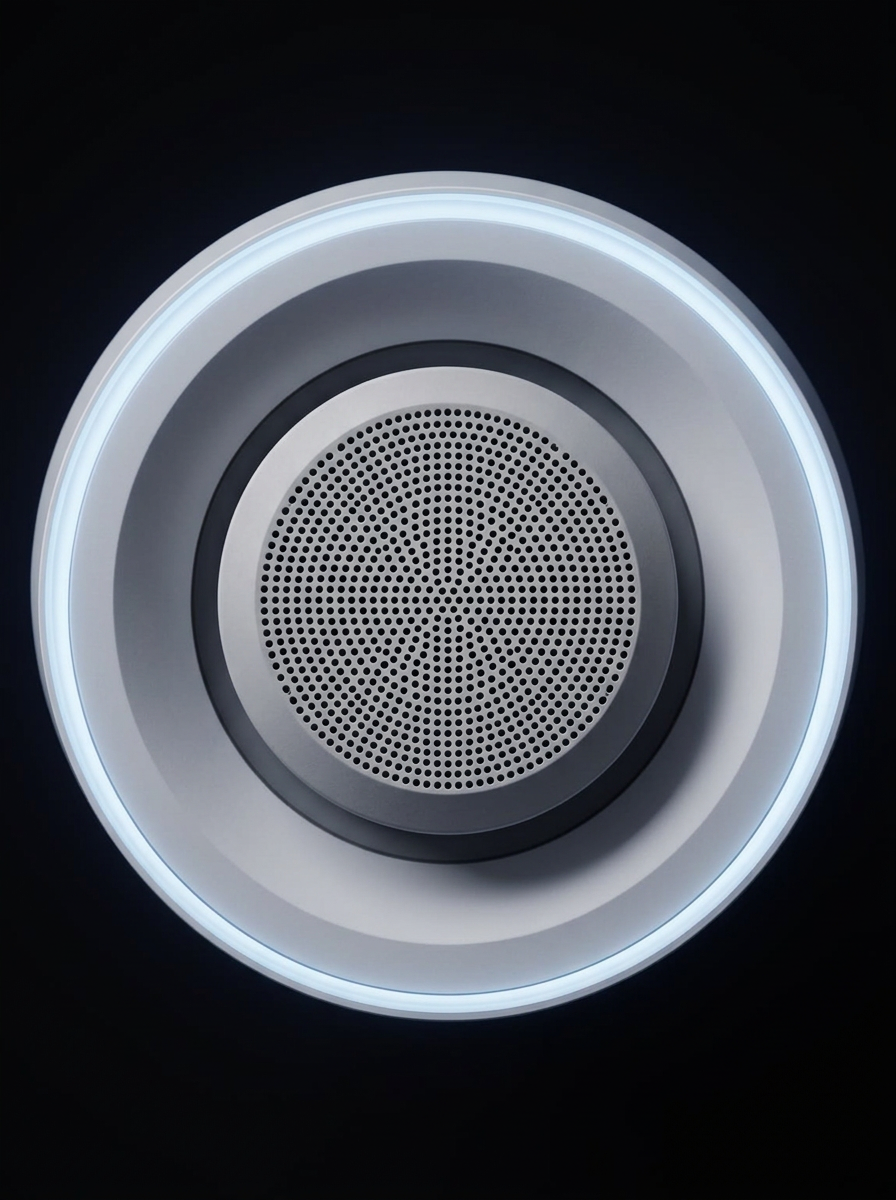 IntelliLight from above: concentric matte rings and a circular acoustic aperture